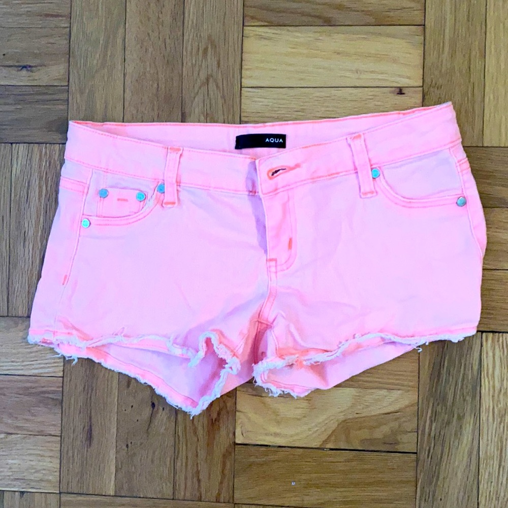Aqua denim shorts